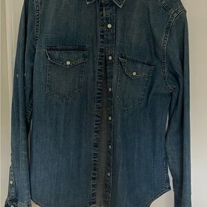 Gap denim pearl snap mens western shirt
